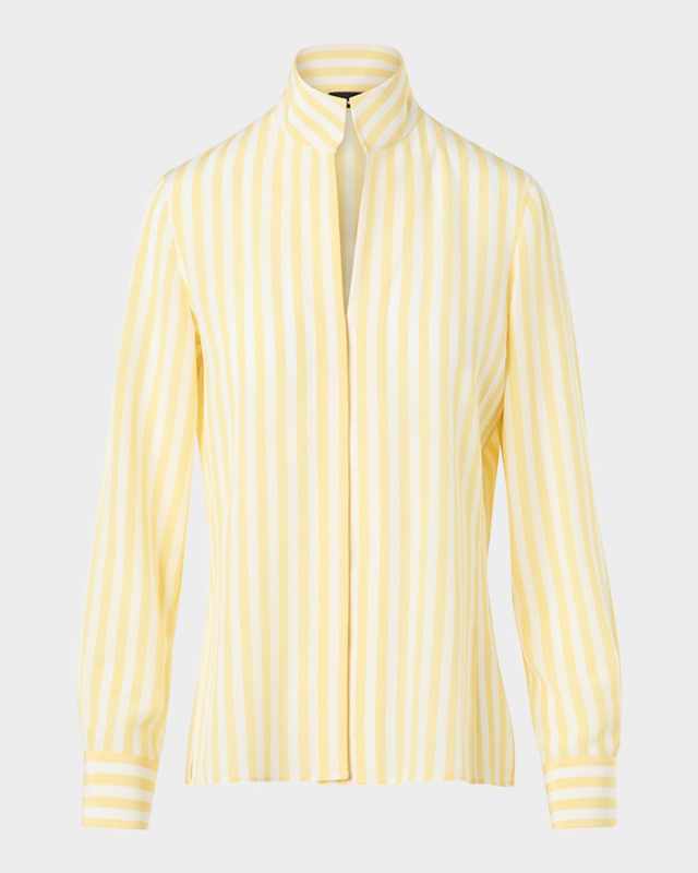 Striped Silk Crepe Button-Down Shirt